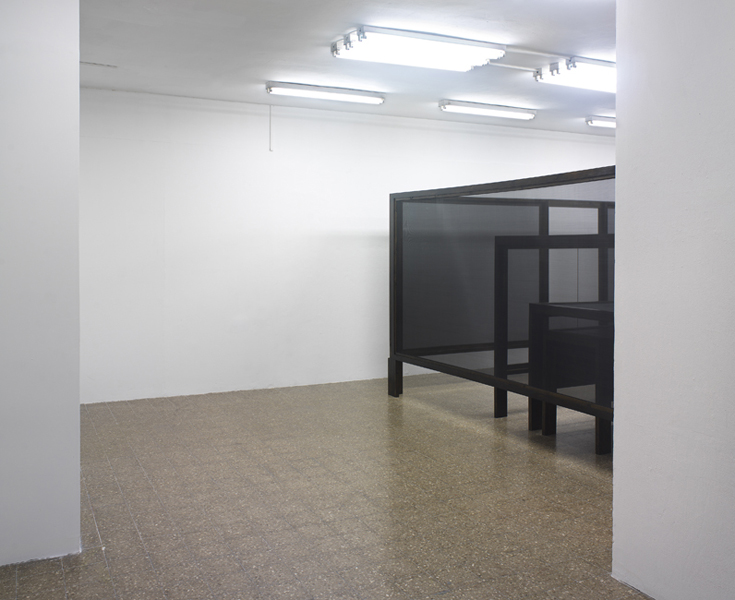 Untitled, 2011, variable size, wood, window screens, glass